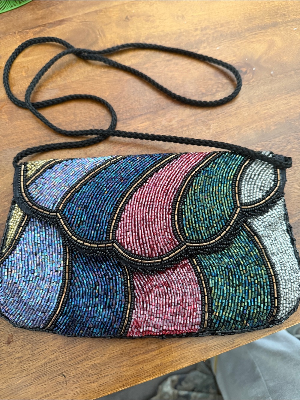Beaded Multicolor Wave Crossbody Bag